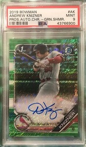 2019 Bowman Chrome Andrew Knizner Green Shimmer Auto /99 PSA 9 1st Bowman SSP