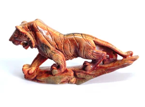 Escultura de calaveras de tigre de cristal tallado en piedra de tigre natural de 9,1 pulgadas, decorador del hogar - Imagen 1 de 10