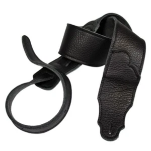 **Franklin 2.5" Guitar Strap Black Leather W/BLACK Contrast Stitching FS-BK-BK** - Picture 1 of 5