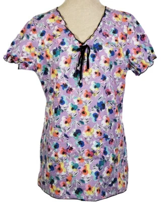 Koi Delaney Small Scrub Top Covered in Flowers Embroidered Limited Edition 377PR - Image 1 of 4