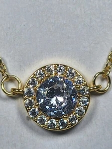 Goldkette mit großen runden Swarovski klaren Kristallen & Ring eingebettete Kristalle - Bild 1 von 5