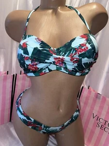 Victorias Secret Swim Suit Twisted Bandeau 34D Small Brazilian Bottoms Wireless - Picture 1 of 2