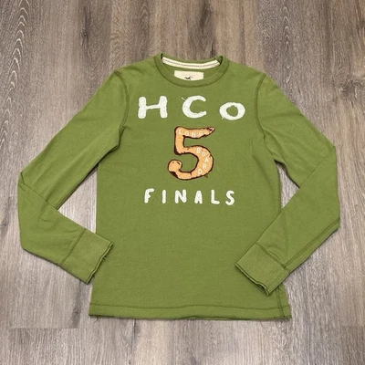 Camisa Hollister Para Hombre Pequeña Y2K Verde Manga Larga Camiseta HCO Logo Foto 1 de 4