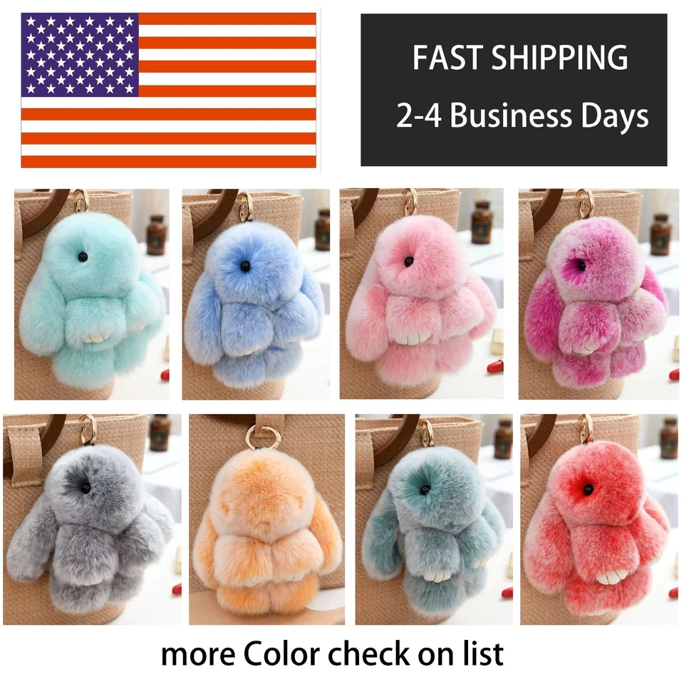 Cute Charm Key Chain Bag pendant Plush Bunny Toy Rabbit Fur Doll Gifts Keychain - Image 1 of 1