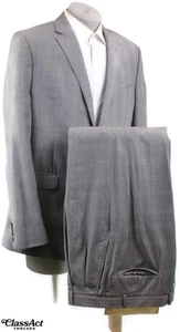 Lauren Ralph Lauren 2 Pc Suit Slim Fit  Mens Gray Plaid Black Label 44L 35" W - Picture 1 of 11