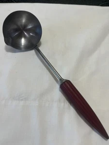 Vintage Androck Kugel rot Bakelit Griff Schöpfkelle Utensil Edelstahl USA kostenloser Versand - Bild 1 von 8