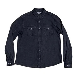 Carbon 2 Cobalt Button Up Shirt Mens Medium Black Cotton Pockets Long Sleeve - Picture 1 of 8