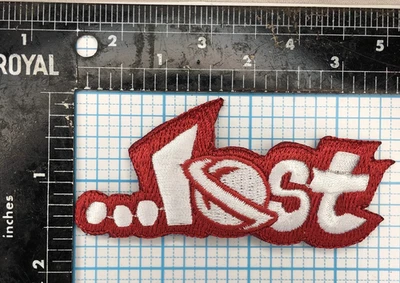 VINTAGE LOST SURFBOARDS ADVERTISING PROMOTIONAL 3.5" RED IRON ON CLOTH PATCH - Image 1 of 2
