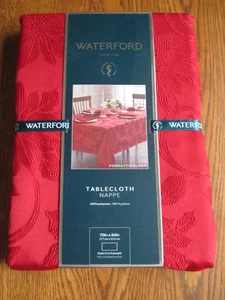 Mantel Waterford Poinsettia Bloom Navidad Vacaciones Rojo Jacquard 70" x 84" - Imagen 1 de 7