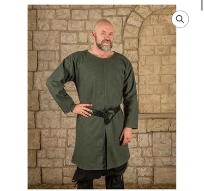 Hombre Mujer’s Túnica de Lona Verde Talla Pequeña Renacimiento Medieval Disfraz LARP. Foto 1 de 4