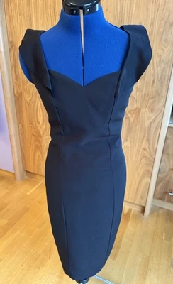 Designer Michaela Louisa Black Midi Dress Grill Details, Uk Size 10 - Image 1 of 4