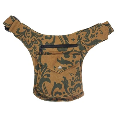 Gürteltasche John Muster braun grün Bauchtasche Hüfttasche Festival Goa Hippie - Bild 1 von 4