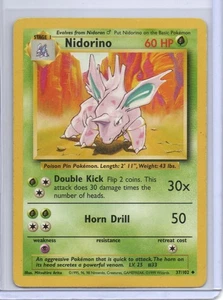 Pokemon Base Set Nidorino #037/102 Uncommon Vintage Unlimited - Picture 1 of 2