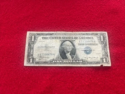1935 One Dollar Bill • Plain Double Date Note • Damaged Cull • L11338478A - Image 1 of 2