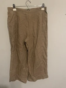 J.Jill Linen Wide Leg Crop Pants Women 12P Tan/brown Beach Resort Wear - Bild 1 von 7