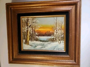 G. Whitman Framed Oil Painting Snow Forest Landscape Oil Painting Scenery - Picture 1 of 6