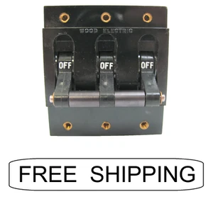 Wood Electric 220-210-101 - 3 Pole - 10A - 250VAC Circuit Breaker, New Old Stock - Picture 1 of 4
