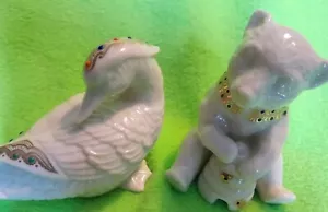 Colección de joyas Lenox oso y pato de acicalamiento 1993 adorable usado prístino - Imagen 1 de 7