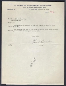 Vintage Ephemera 1916 Bill Head, Baltimore & Ohio Railroad , Cob Pipes, Tobacco - Bild 1 von 2