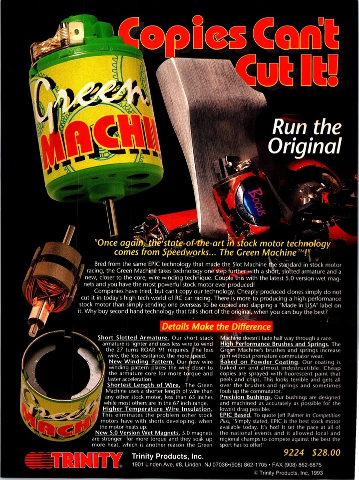 Trinity RC Green Machine Stock Motor Vintage Print Ad Wall Art Decor - Image 1 of 1