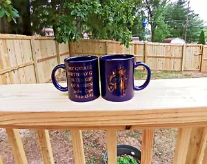 2 Stück Vintage Houze Kunst Keramik Kaffee Tee Tasse Pferd Leslie Cope 1992 blau - Bild 1 von 6