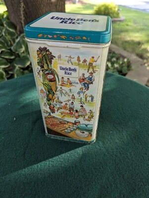 Uncle Ben's Rice Vintage 1987 Collector's Tin Box Tall Rectangular Storage Decor - Image 1 of 4
