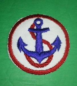 BLUE ANCHOR RED ROPE ROUND NAUTICAL SEW ON IRON ON PATCH - Picture 1 of 1
