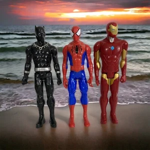 3 Marvel Action Figures 11" Black Panther Spider Man Iron Man Lot of 3 - Picture 1 of 13