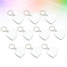  10 Pcs White Wooden Blank Keychains Heart Pendant Tote Labels
