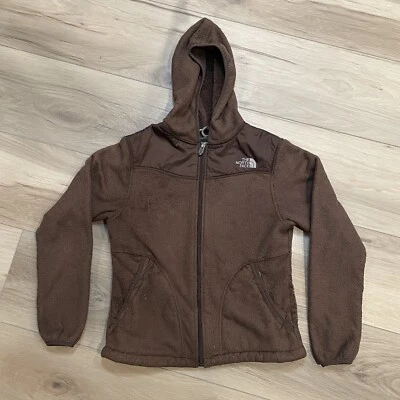 THE NORTH FACE Mujer Oso Capucha Alto Loft Polar Chaqueta Abrigo Marrón Mediano Difuso Foto 1 de 4