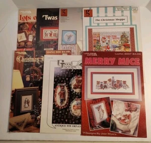 7 Lot VTG Counted Cross Stitch Pattern Booklets, Christmas Holiday Designs Gifts - Picture 1 of 16