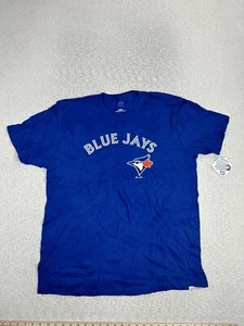 Majestic Toronto Blue Jays Men's T Shirt Size XL Blue MLB Logo Guerrero Jr #27 - Picture 1 of 6