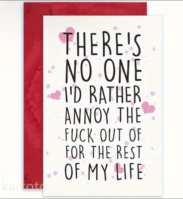 Смешной юбилей Валентинки карта "РАЗДРАЖАТЬ ВАС НА ВСЮ ЖИЗНЬ" любовь конверт с наклейкой - Изображение 1 из 4