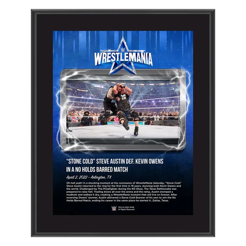 Stone Cold Steve Austin Match Wrestle Mania 38 10 x 13 Commemorative Plaque Cover