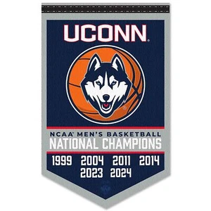 Connecticut Huskies 6 Time 6x Basketball National Champions Banner Flag - Picture 1 of 4