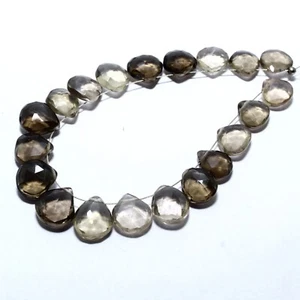 Natural Smoky Quartz Faceted Heart Beads Briolette Loose Gemstone Making Jewelry - Picture 1 of 5