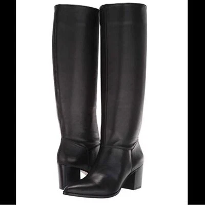 Sole Society Black Leather Knee High Pointed Toe Block Heel Boots Size 5.5 - Image 1 of 4