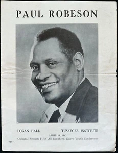Paul Robeson Program, 1942, Tuskegee Institute, Southern Negro Youth Conference - Picture 1 of 9