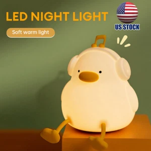 Rechargeable Silicone Night Light LED Touch Sensor Duck Lamp Baby Kids Gift US - Picture 1 of 17