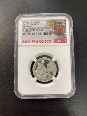 2017 S PROOF ELLIS ISLAND QUARTER NGC PR-70 DCAM - SILVER PROOF - SLABBED - 25C - Image 1 of 2