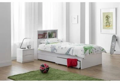 Julian Bowen Manhattan White Wooden Bookcase Bed with Underbed Drw 3FT Single - Image 1 of 4