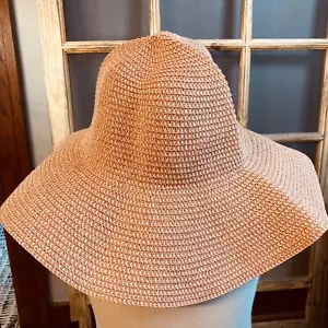 Cappello da sole donna rosa pieghevole con tesa come paglia - Foto 1 di 6