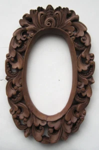 Vintage 1970's BALI INDONESIA Hand-carved Wood Art Frame #3 - Picture 1 of 5