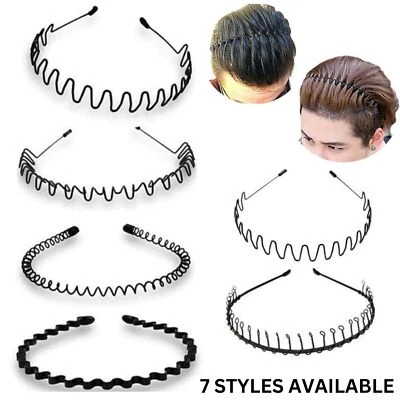 Black Metal Sports Hairband Alice Style Headband Hair Band Men Women Unisex UK