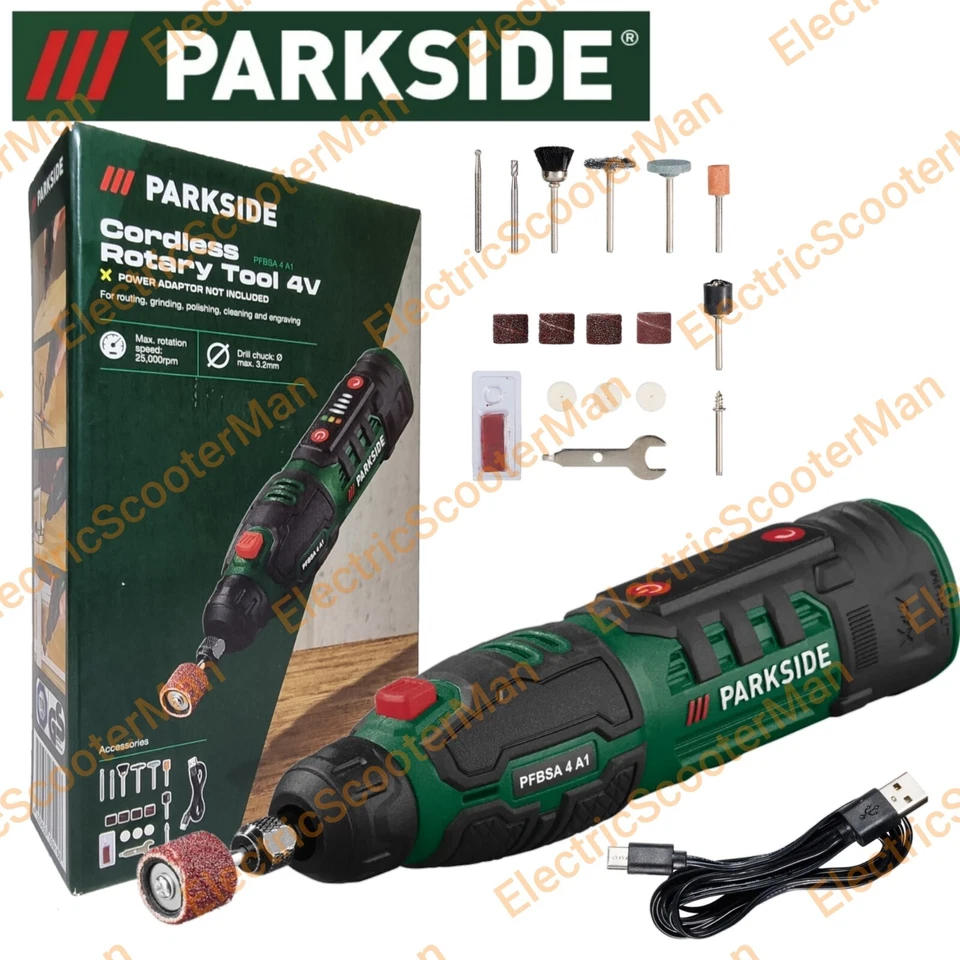 Parkside 4V Cordless Rotary Tool With Accessories & USB-C Charging Cable - Image 1 of 4
