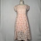 Pink Blush size S  Maternity Dress Peach Daisies knee length Cut Out Cap Sleeve