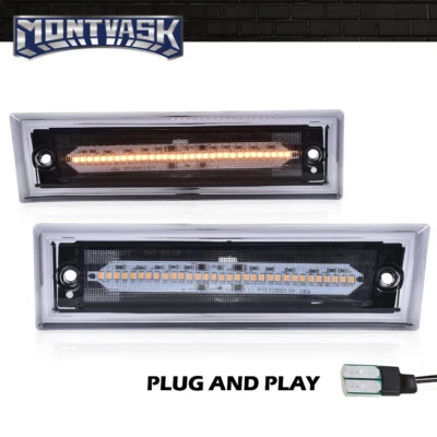 Fit For 81-91 C10/C20/C30 GMC Smoke Lens Amber LED Front Side Marker Light - Image 1 of 4