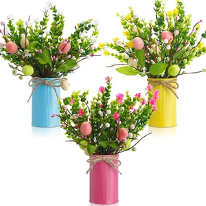3 Set Easter Table Centerpiece Artificial Egg Picks with Metal Pots Easter Spray - Picture 1 of 12