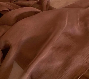 Rose Brown - 100% Silk Tulle Net Fabric - Picture 1 of 5