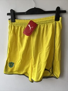 Puma Mens Sporting Portugal Yellow And Grey Football Shorts Size S BNWT - Picture 1 of 5